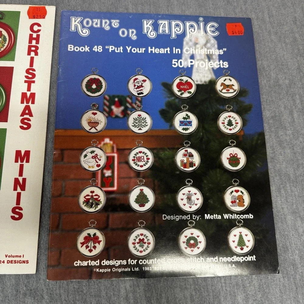 vintage Christmas Cross Stitch Pattern Book Ornament 1980s Mount On Kappie Lot